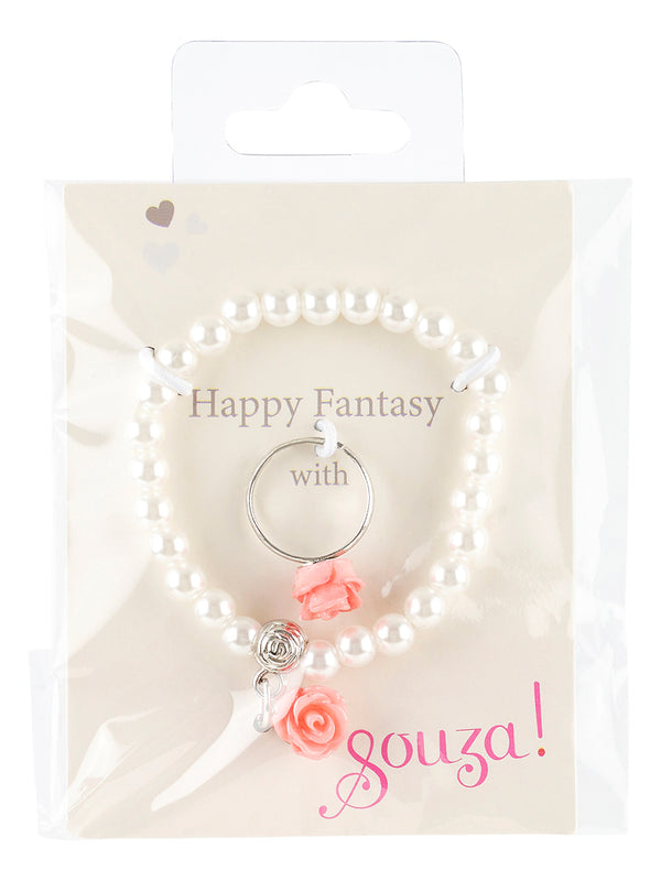 Giftpack bracelet pearls-rose pink + ring (1 set/card)