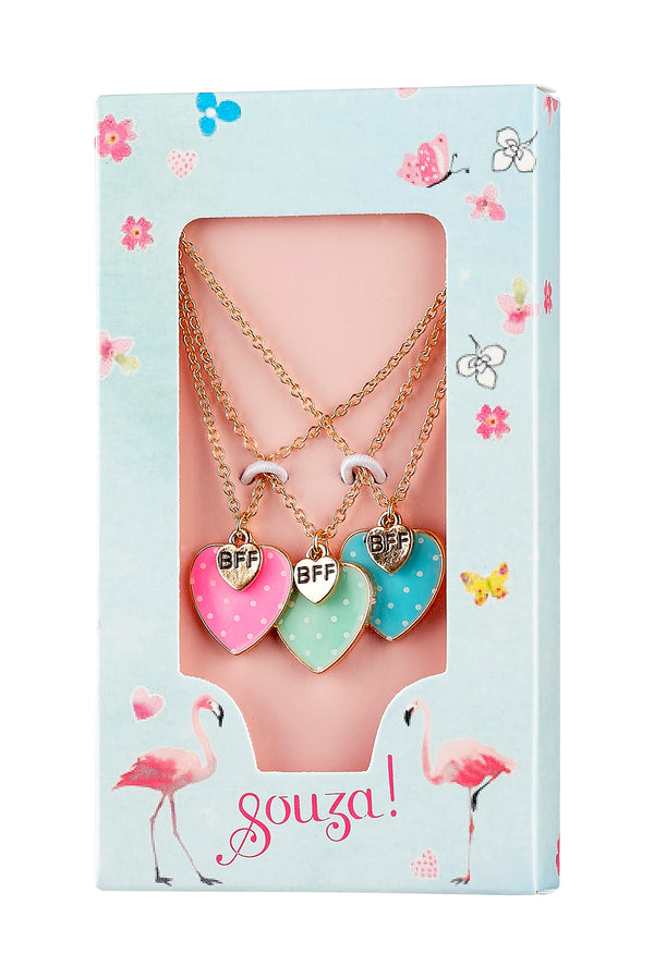 Gift box BFF hearts, 3 necklaces, gold (2 pcs/box)