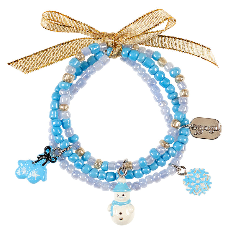 Bracelet Milena, Winter with charms, blue (3 pcs/card)
