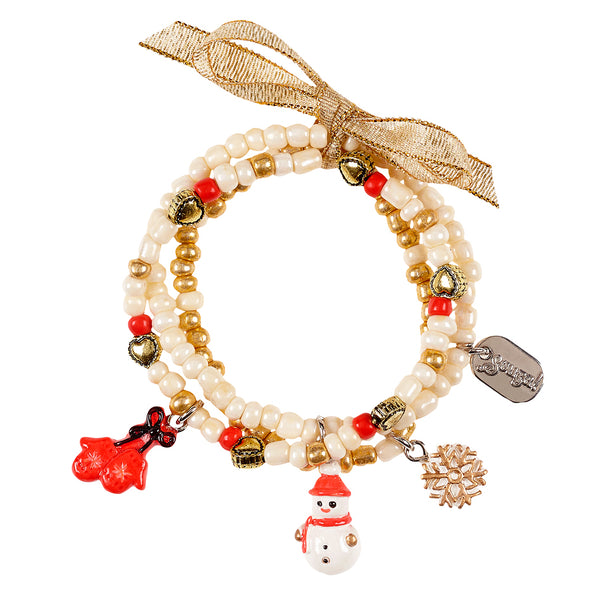Bracelet Kalina, Winter with charms, off white (3 pcs/card)