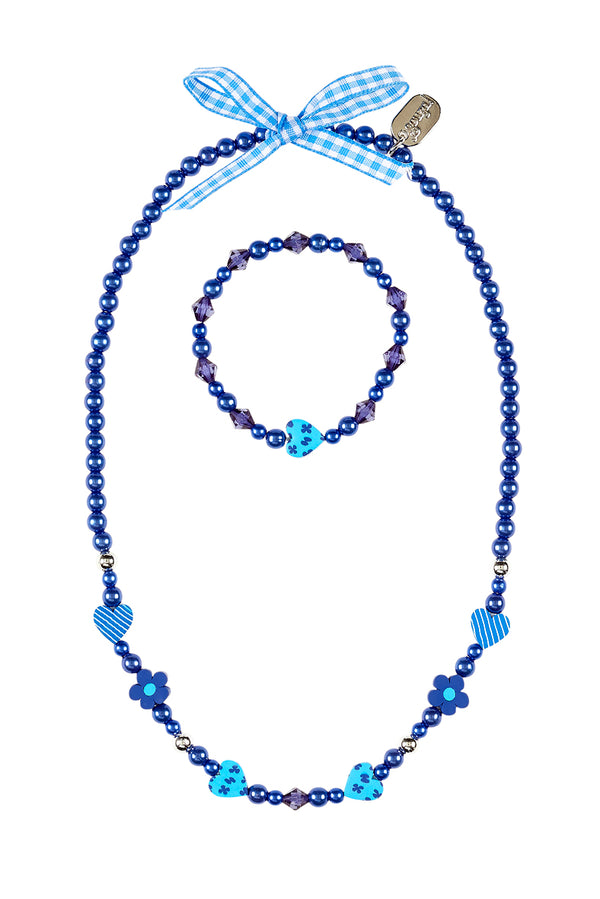 Necklace & bracelet set Audrone, blue