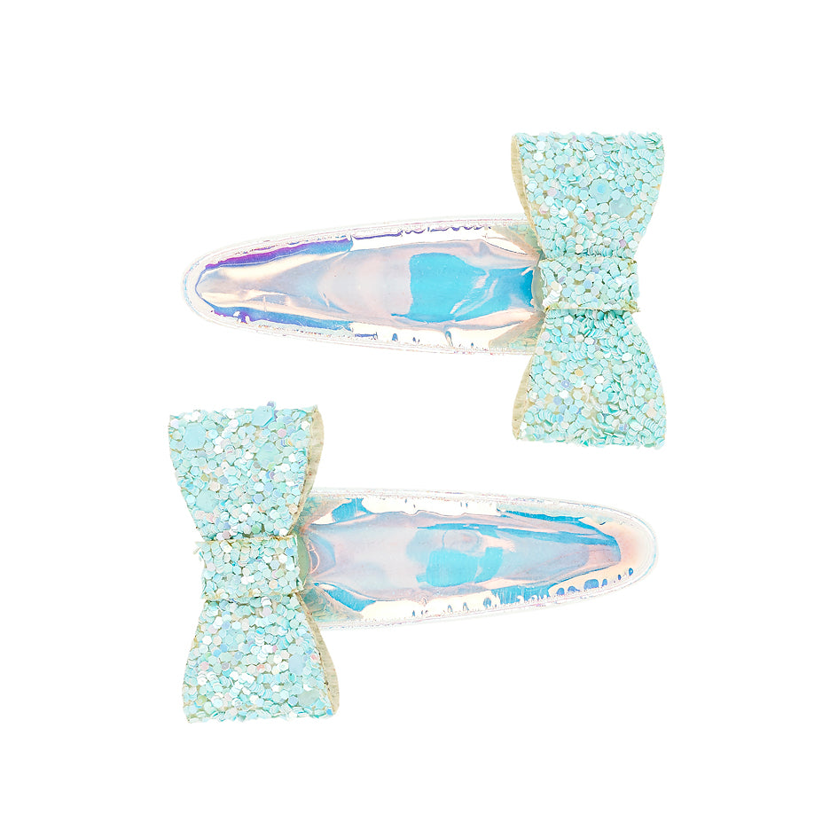 Hair clips Chantal mint green bow (2 pcs/card)