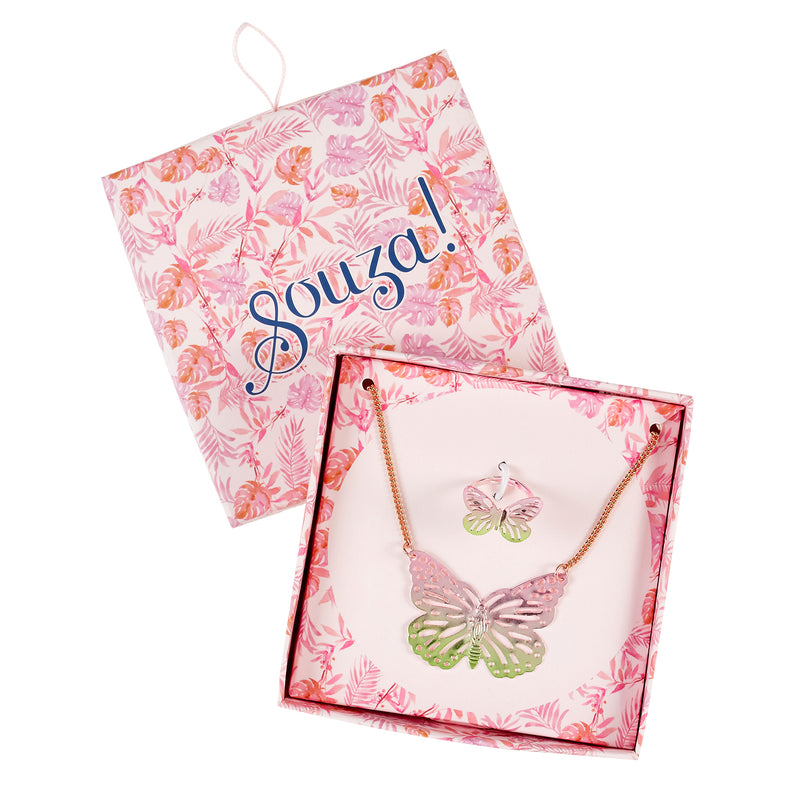 Giftbox necklace + ring butterfly