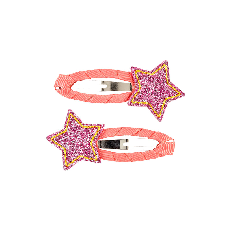 Haarclipjes Agathe sterren, roze-koraal
