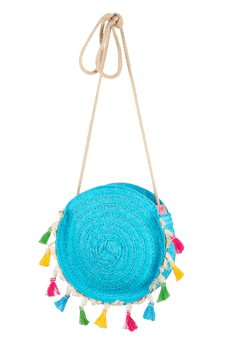 Tas Stephany, aqua met kwastjes