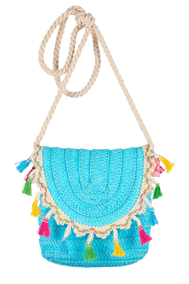 Bag Helene, aqua with tassels
