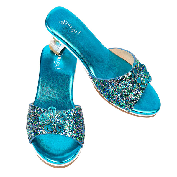 Slipper high heels, Annelle blue metallic